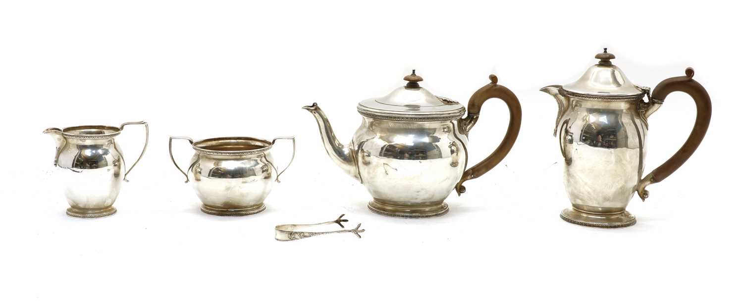 A silver four piece tea service