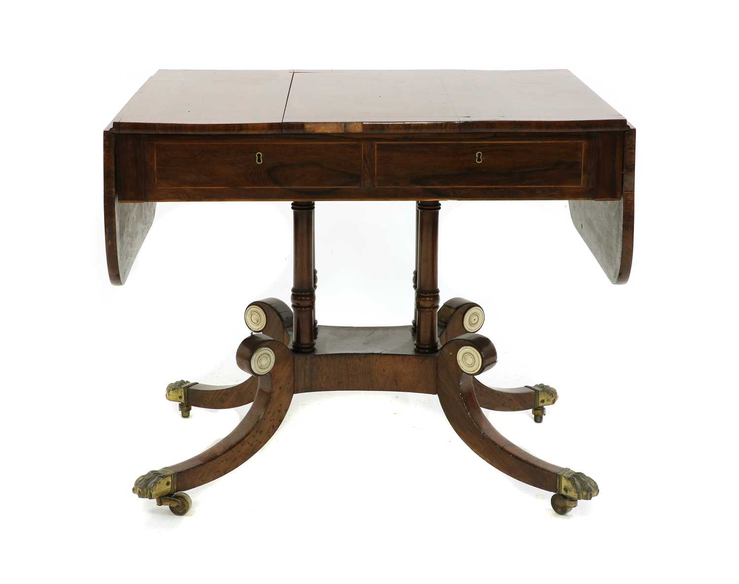 A Regency strung rosewood sofa table - Image 2 of 5