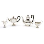 A silver four-piece matched teaset,