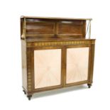 A Regency rosewood and brass inlaid chiffonier