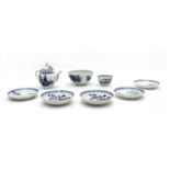 A collection of 18th century blue and white porcelain tea wares,
