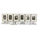 A collection of ten monochrome photographs,