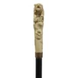 A Japanese ivory parasol handle,