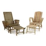 Two wicker conservatory loungers,