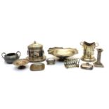 A collection of silver plated items,