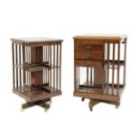 Two Edwardian mahogany crossbanded revolving bookcases,