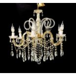 A modern Murano glass six-arm chandelier,