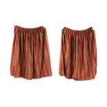 A pair of lined and interlined striped silk curtains