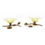 A pair of John Walsh Walsh glass table centrepieces