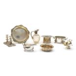 A collection of silver plated items,