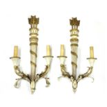 A pair of Italian painted and gilt wall sconces,