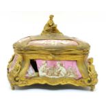 A French porcelain and ormolu jewellery casket