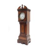 A miniature strung and inlaid mahogany longcase clock