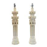 A pair of composite gothic revival table lamps