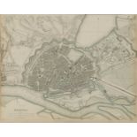 A set of four old maps of Berlin, Munich, Frankfurt and Hamburg,