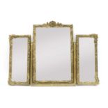 A gilt triptych mirror,