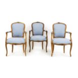 A set of three Louis XV style fauteuils,