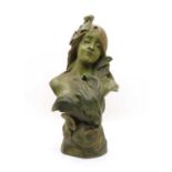An Austrian terracotta bust of a mythological water nymph 'Ondine',