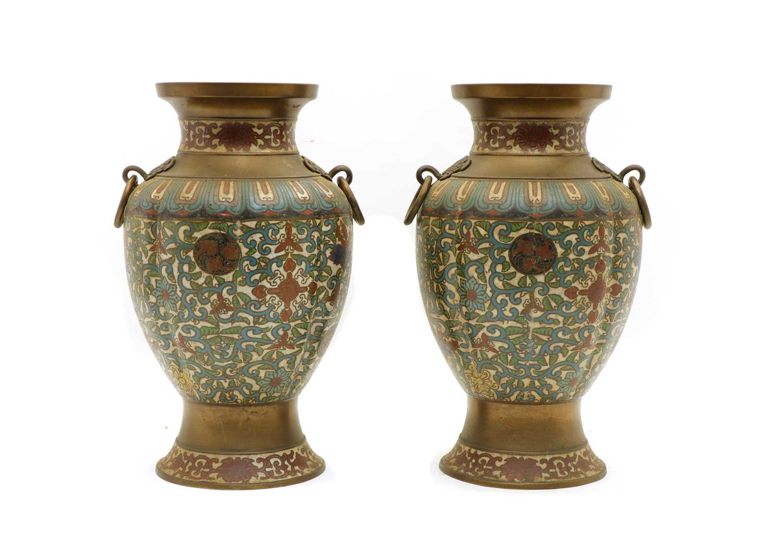 A pair of Chinese cloisonné vases, - Image 2 of 3