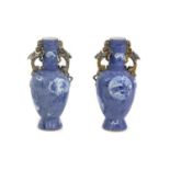 A pair of large blue and white porcelain vases,
