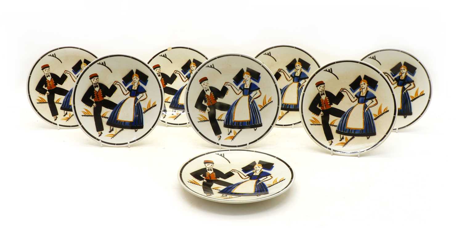 Eight Keller and Guerin pottery plates,