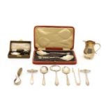 Pair of cased silver serving spoons,