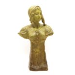 A Goldscheider terracotta bust of a peasant girl,