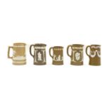 Five stoneware jugs,