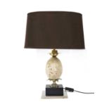 A stone ostrich egg table lamp,