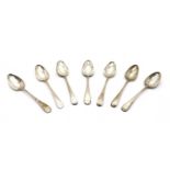 Seven silver table spoons