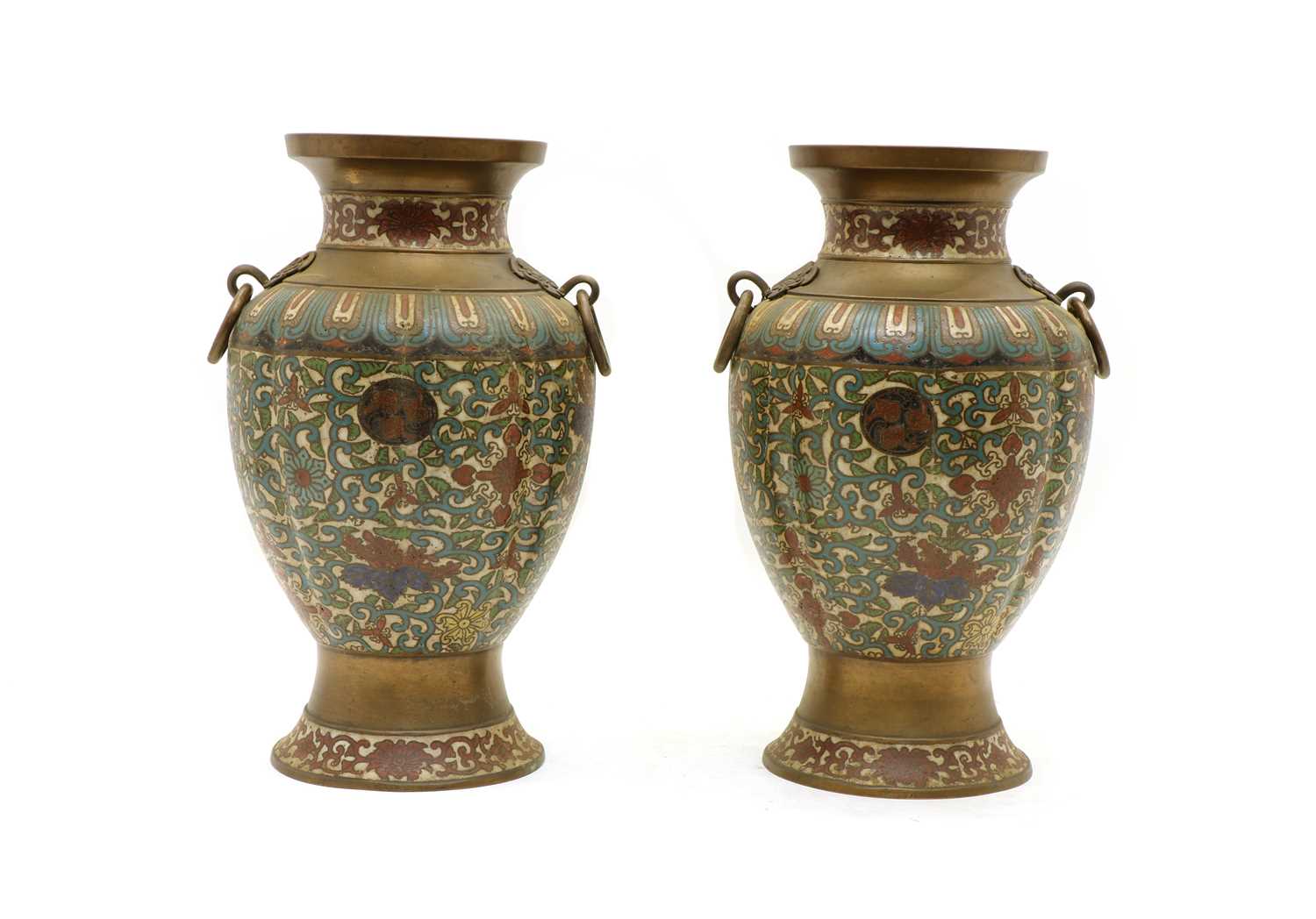 A pair of Chinese cloisonné vases,