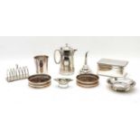 A collection of silver plated items,