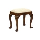 A Georgian style rectangular walnut stool