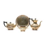 A Walker & Hall silver plated three piece tea set,