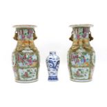 A pair of Chinese vases with gilded Dragon handles,