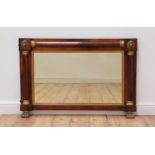 A Regency rosewood and parcel-gilt overmantel mirror,