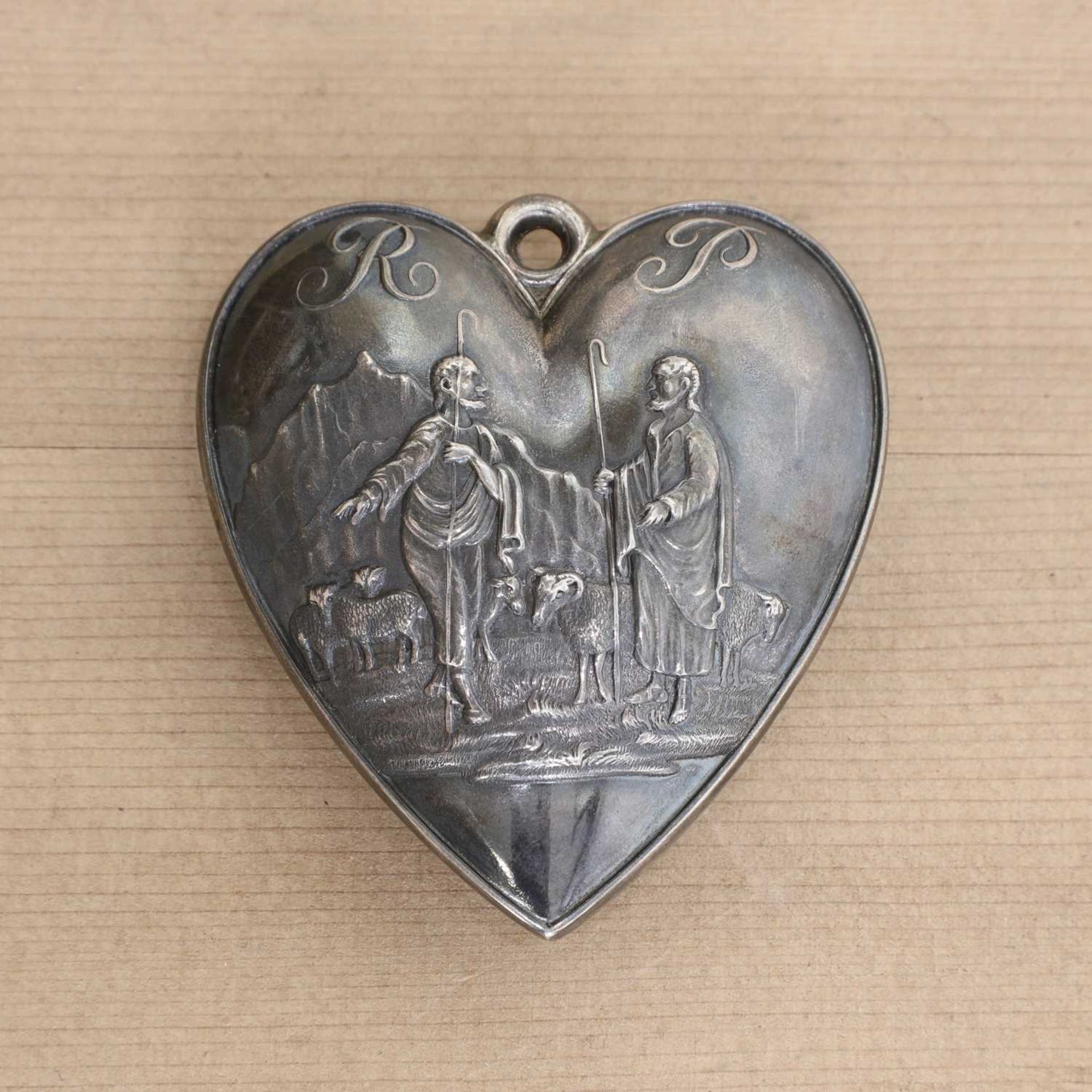 A large George IV silver heart-shaped pendant, - Image 2 of 2