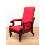 A Victorian walnut Daw's-type reclining armchair,