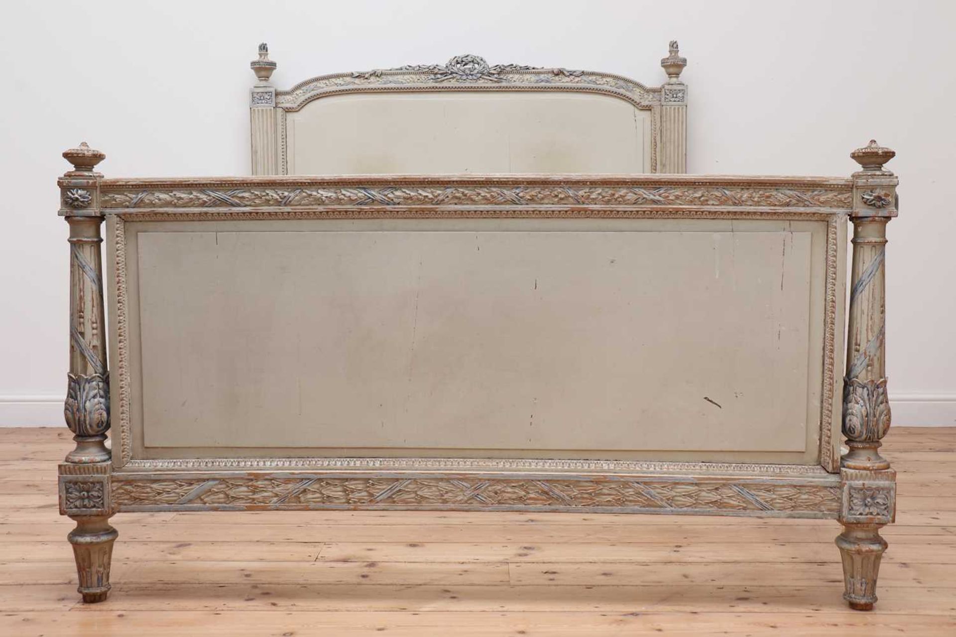 A French Louis XVI-style painted double bed, - Image 8 of 24