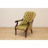 A Louis Philippe simulated rosewood library armchair,