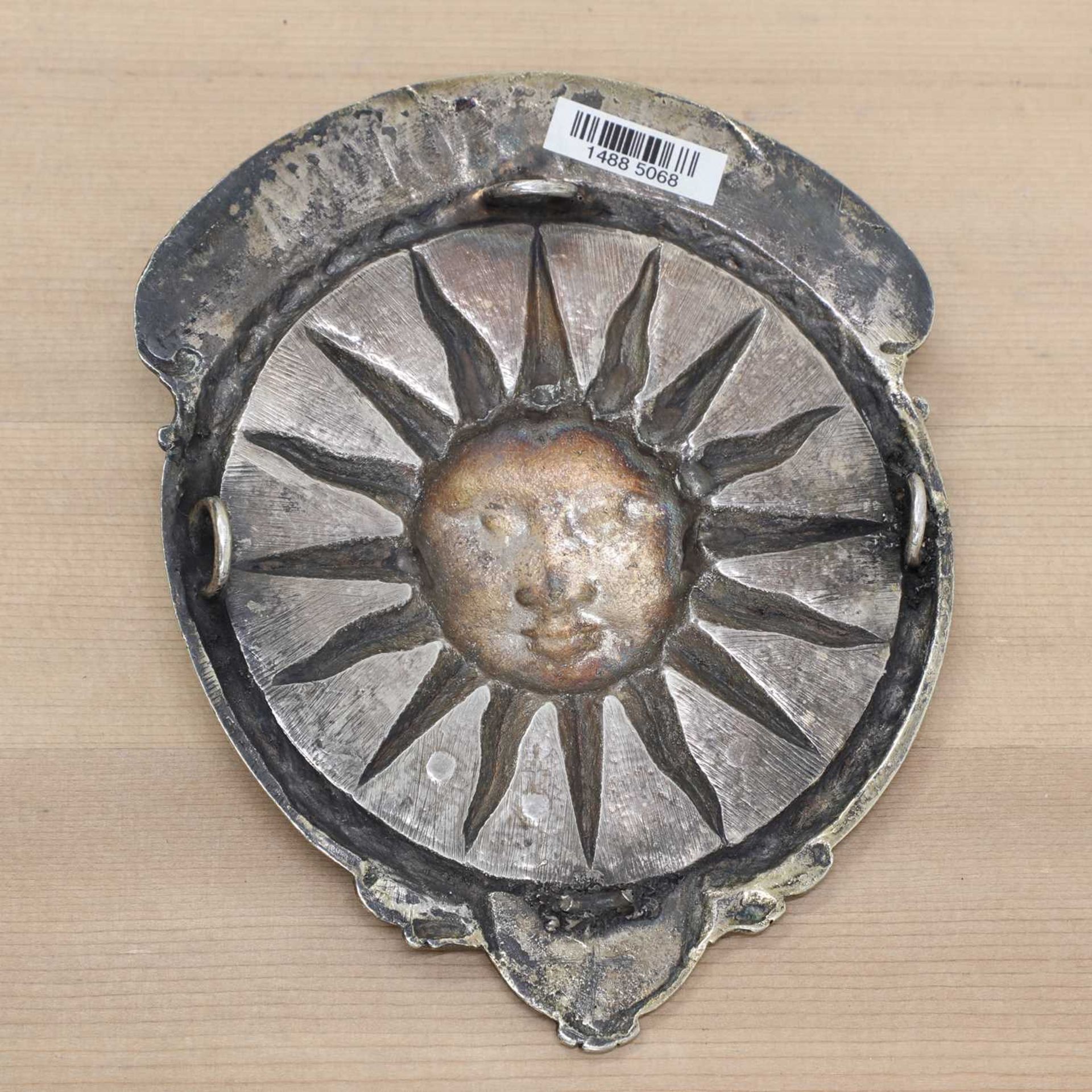 A George III silver gilt Sun Fire Office fireman's arm badge, - Image 2 of 2