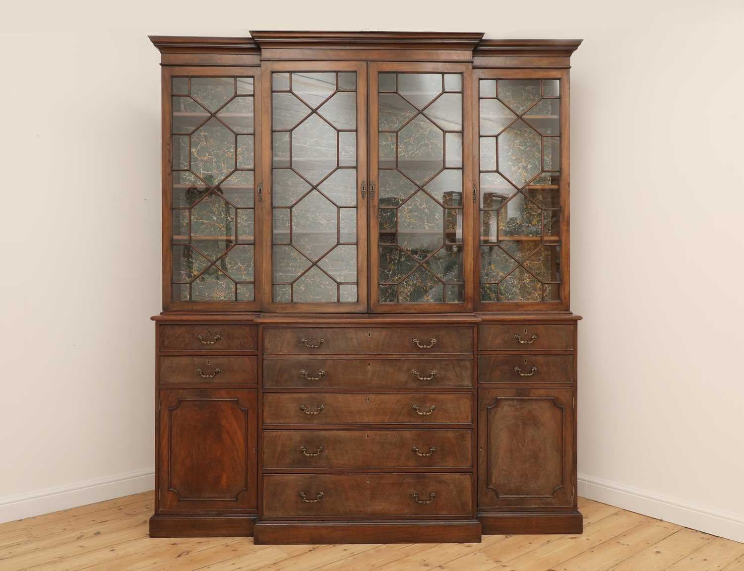 A George III mahogany secretaire breakfront bookcase, - Image 2 of 43