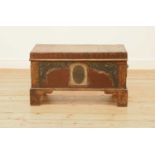 A small painted wooden chest,