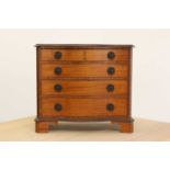A George III-style inlaid satinwood miniature chest of drawers,