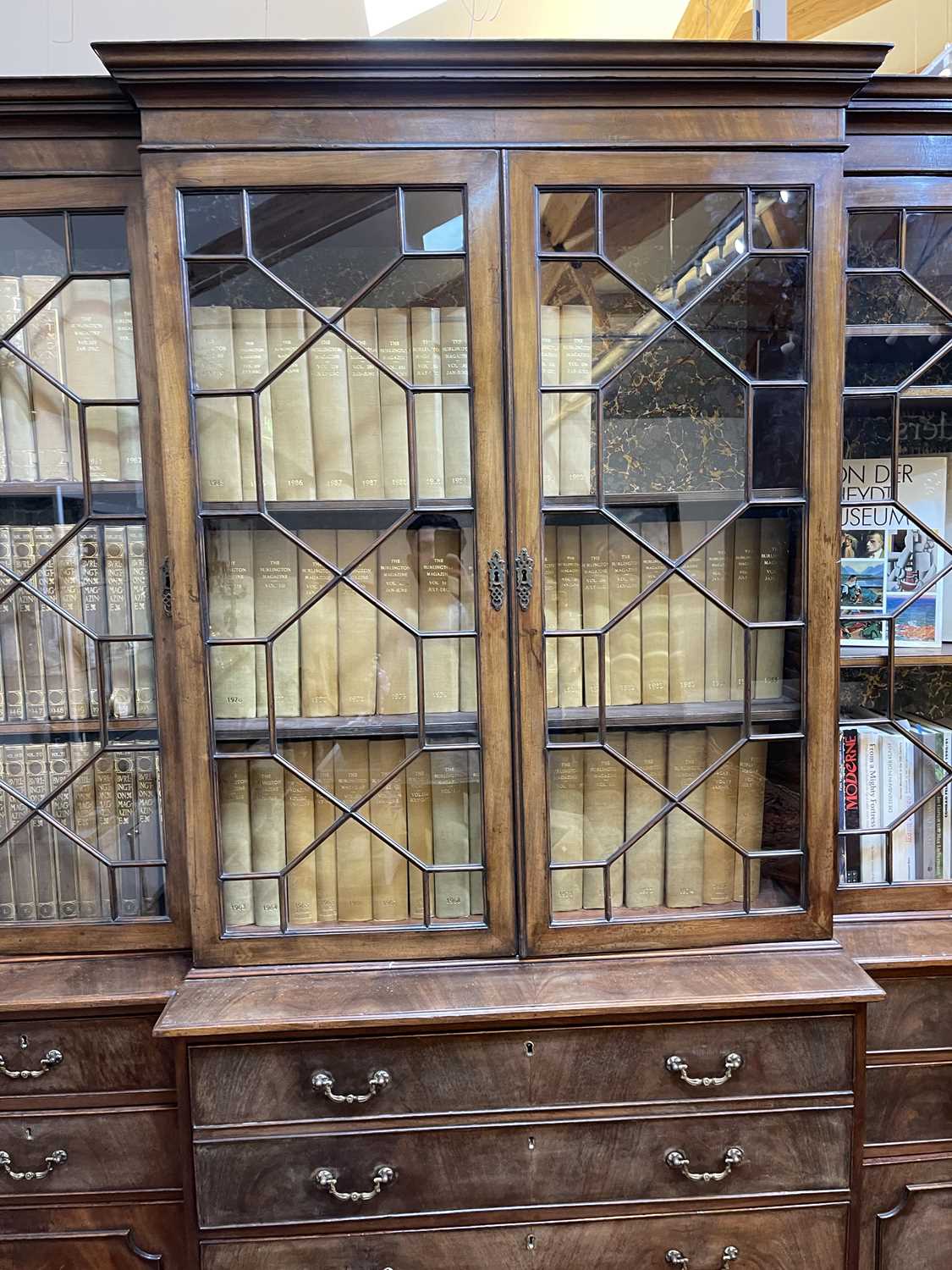 A George III mahogany secretaire breakfront bookcase, - Image 13 of 43