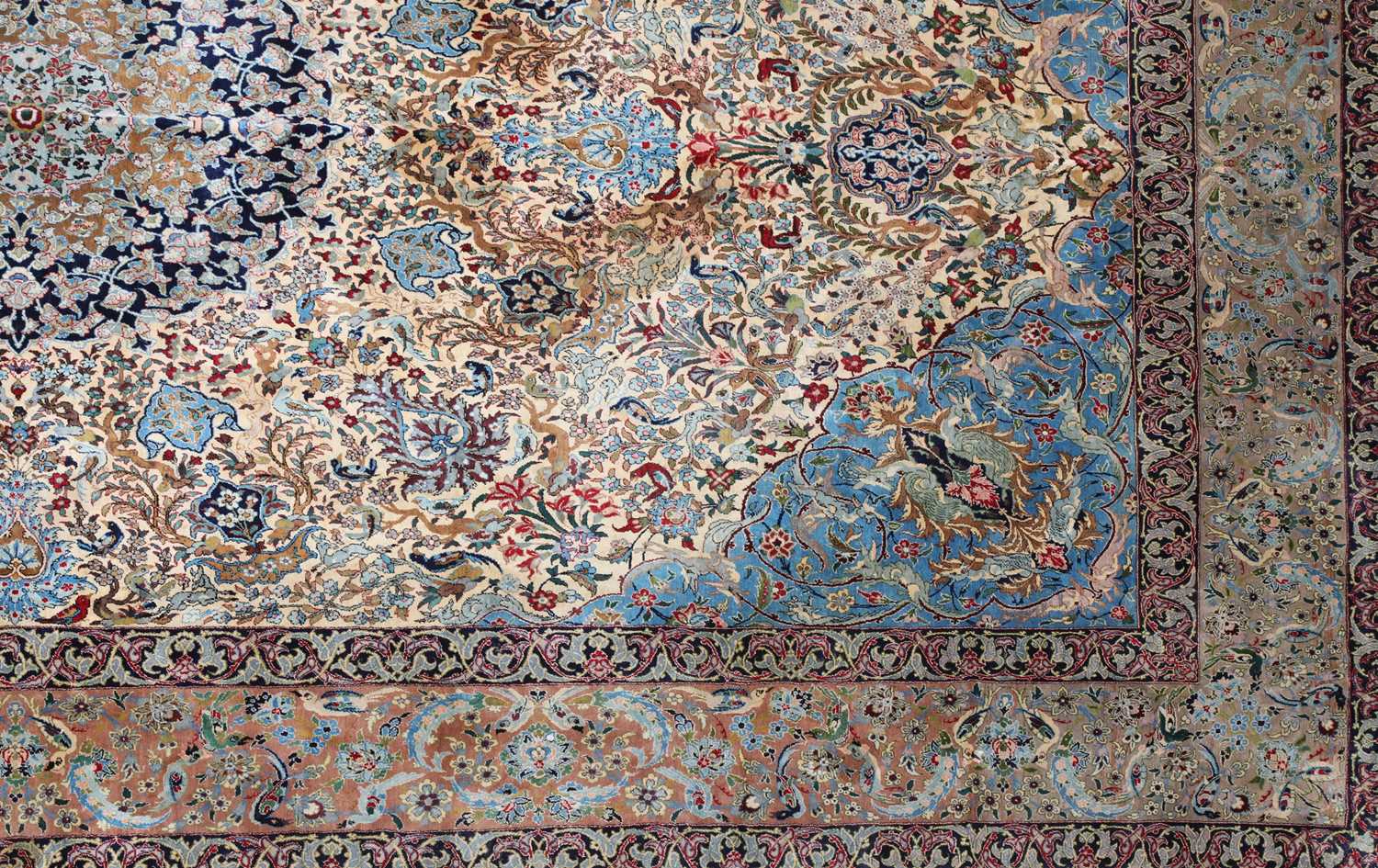 A Persian silk carpet, - Image 5 of 23