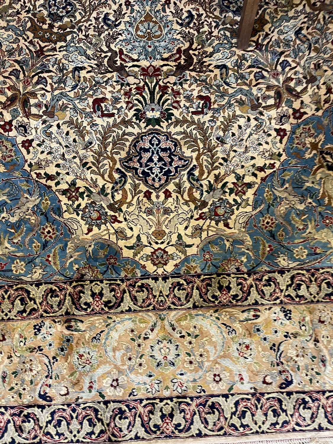 A Persian silk carpet, - Image 9 of 23