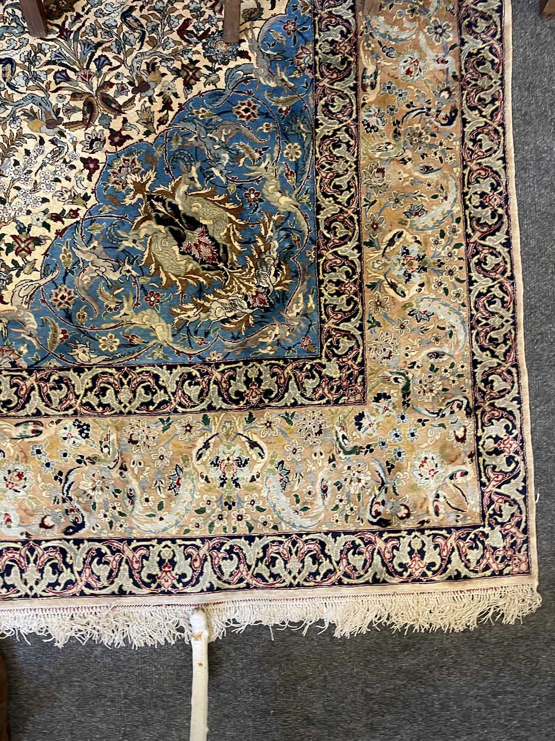 A Persian silk carpet, - Image 7 of 23