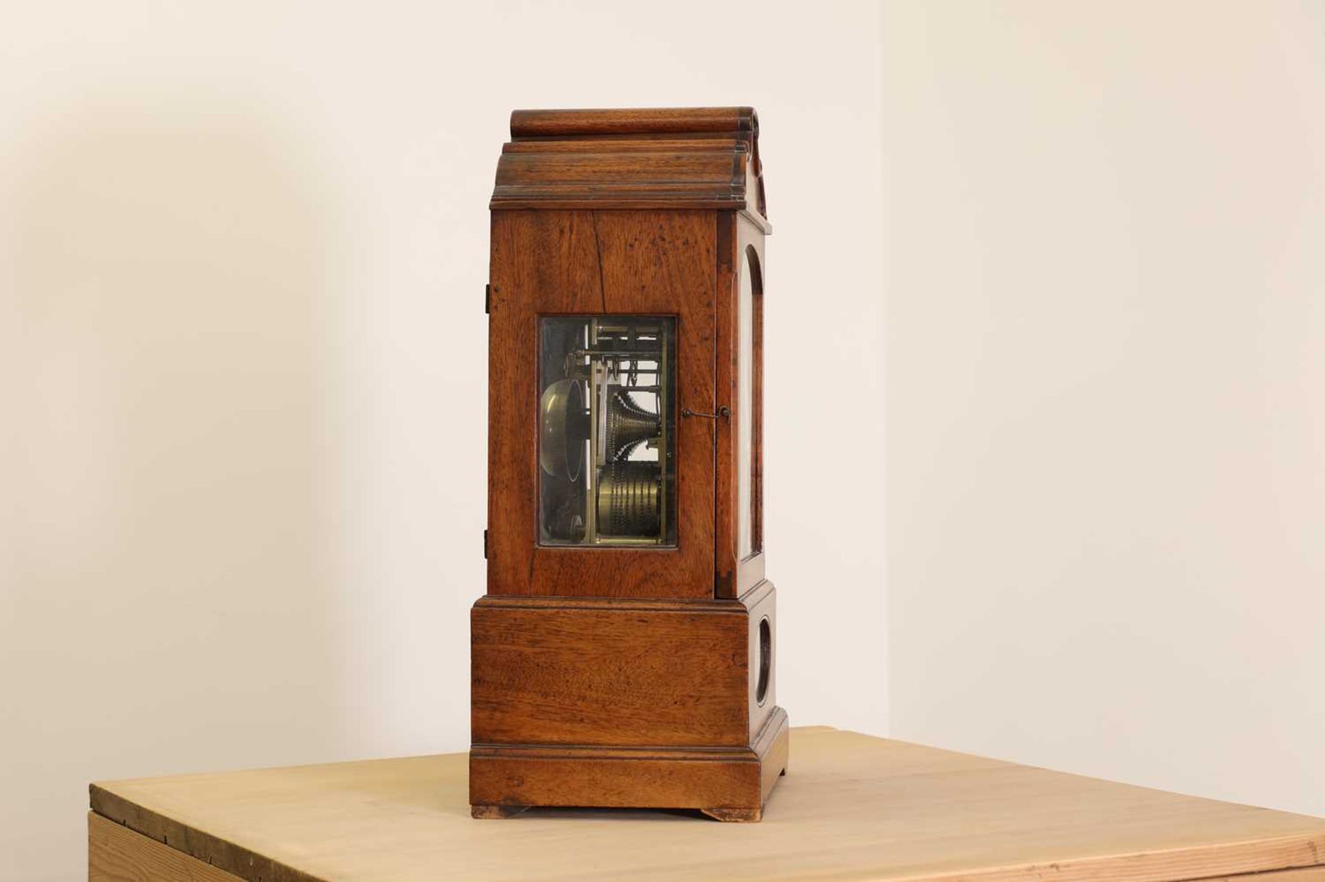 A walnut cased bracket clock, - Image 3 of 8