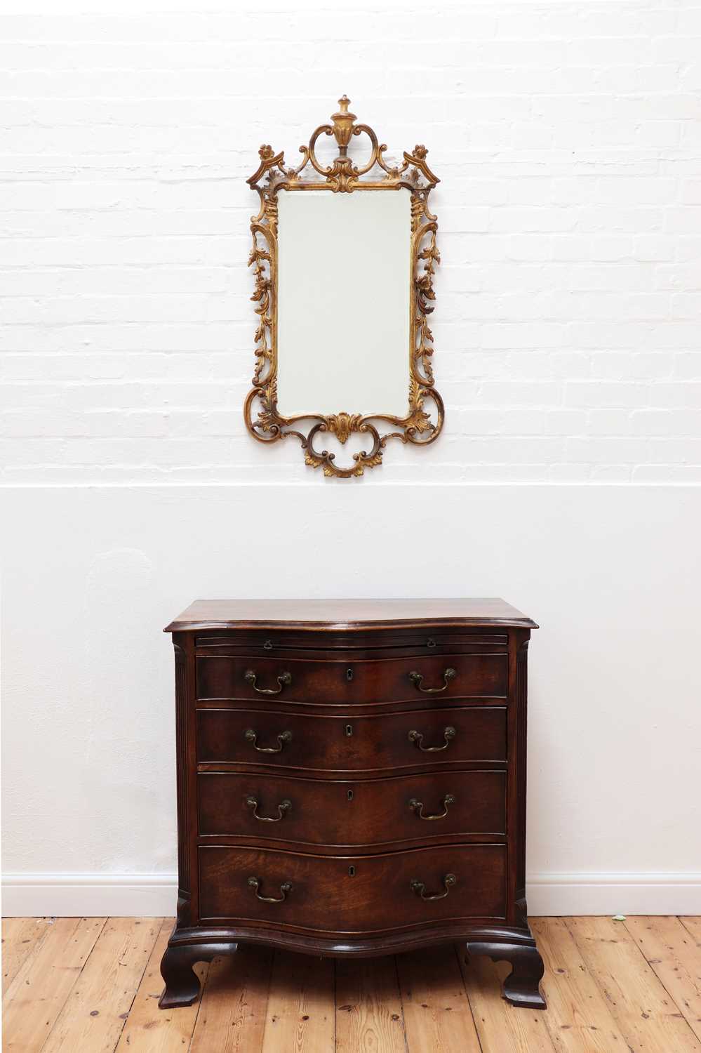 A George III serpentine mahogany chest of drawers, - Image 11 of 11